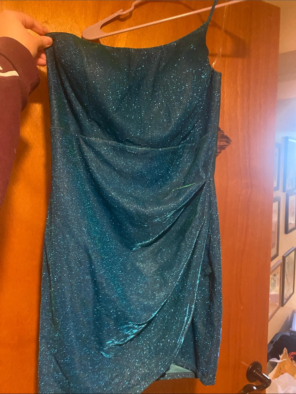 Windsor Sparkle Teal Slip Dress - Women's Shimmery Evening Dress